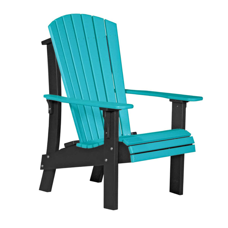 Turquoise and black Adirondack chair on a white background