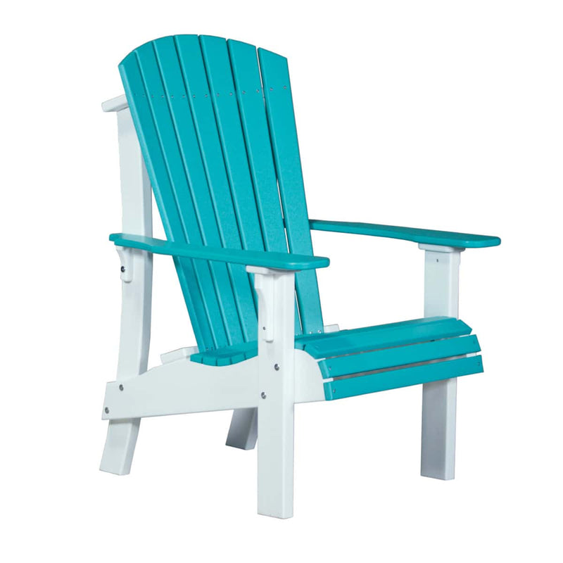 Turquoise and white Adirondack chair on a white background