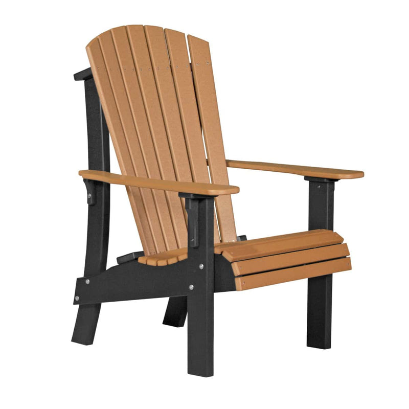 Adirondack chair with black frame and cedar slats on a white background