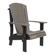 Two-tone Adirondack chair with gray backrest and seat and black legs on a white background