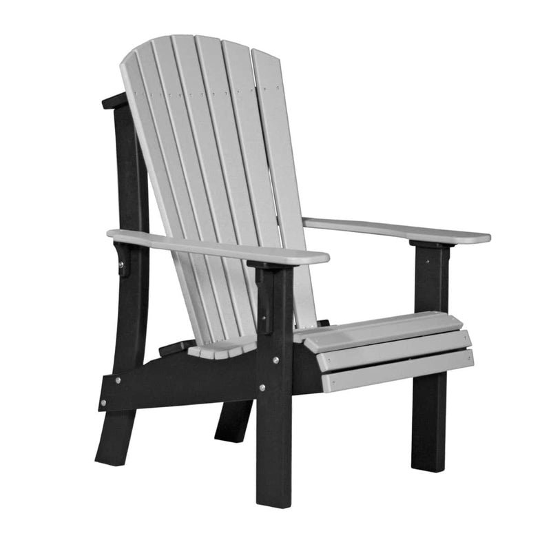 Gray and black Adirondack chair on a white background