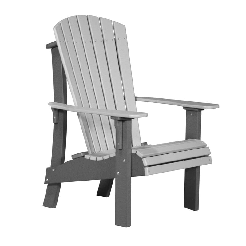 Gray and slate Adirondack chair on a white background