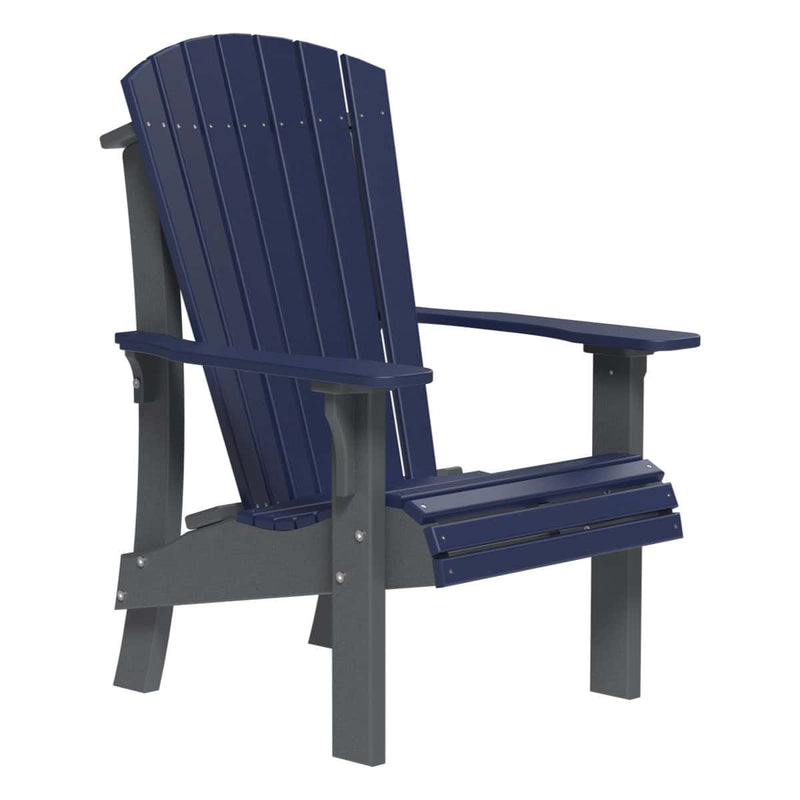 Blue and slate Adirondack chair on a white background