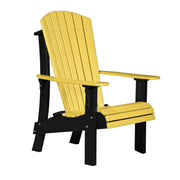 Yellow and black Adirondack chair on a white background