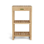 Wooden shelf with three shelves on a white background