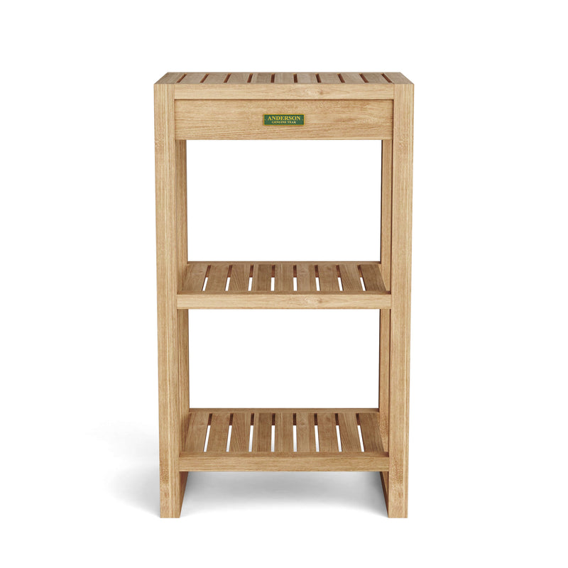 Wooden shelf with three shelves on a white background