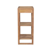 Wooden side table with a drawer on a white background