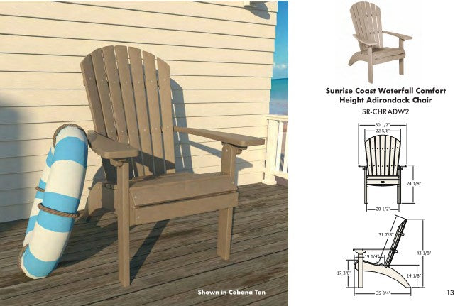 SEQUOIA - Sunrise Coast Waterfall Comfort Height Adirondack Chair