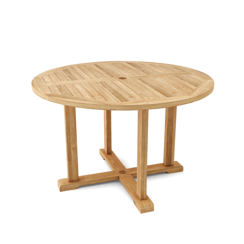 Anderson Teak Tosca 47" round table on a  white background.  