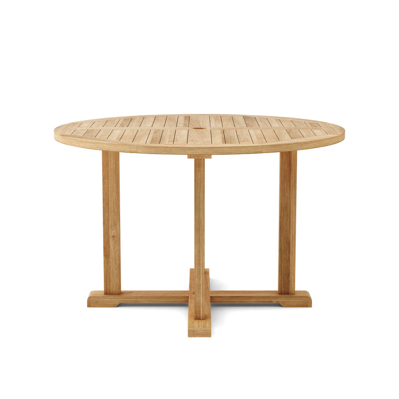 Anderson Teak Tosca 47" round table -side view on a white background.  
