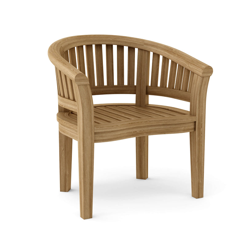 Wooden chair with curved backrest on a white background