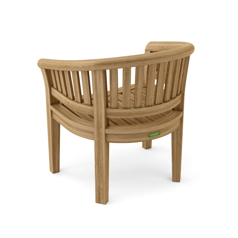 Wooden chair with a visible brand logo on a white background