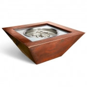 Copper fire pit with metal bowl on a white background