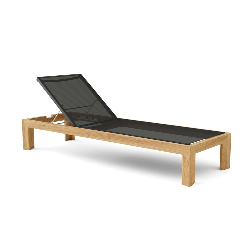 Smyrna teak sun lounger side view on white background.  