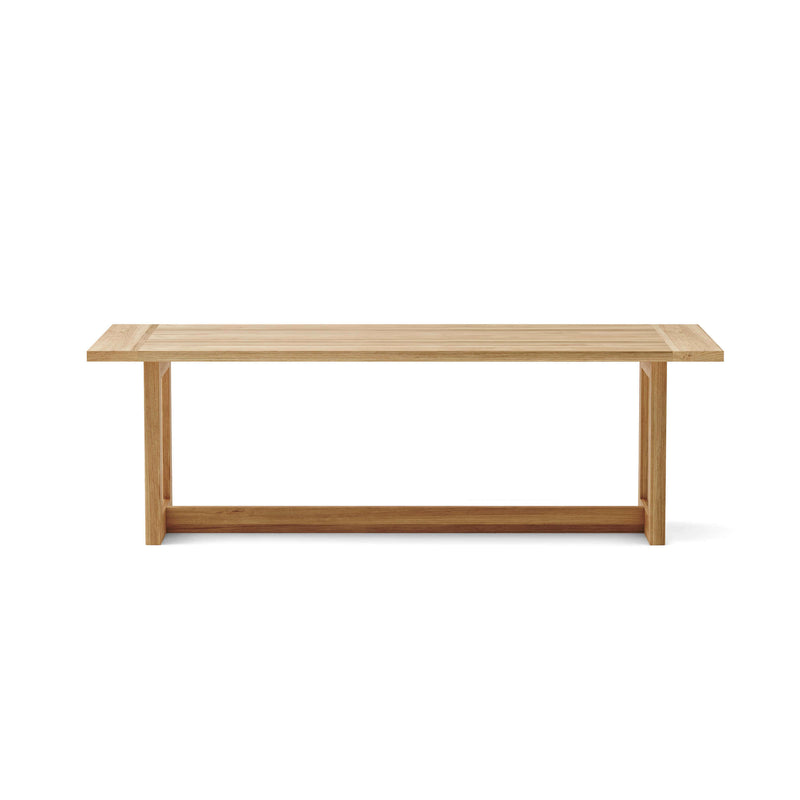 Anderson Teak Smyrna dining table - side view on white background. 