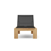 Smyrna teak sun lounger front view on white background.  