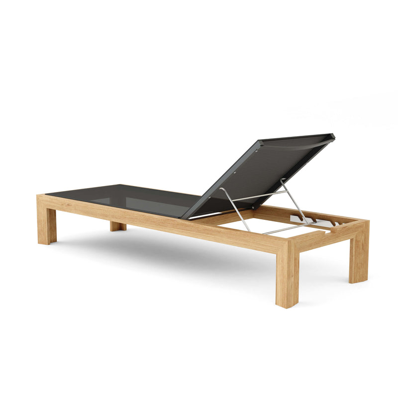Smyrna teak sun lounger back view on white background.  