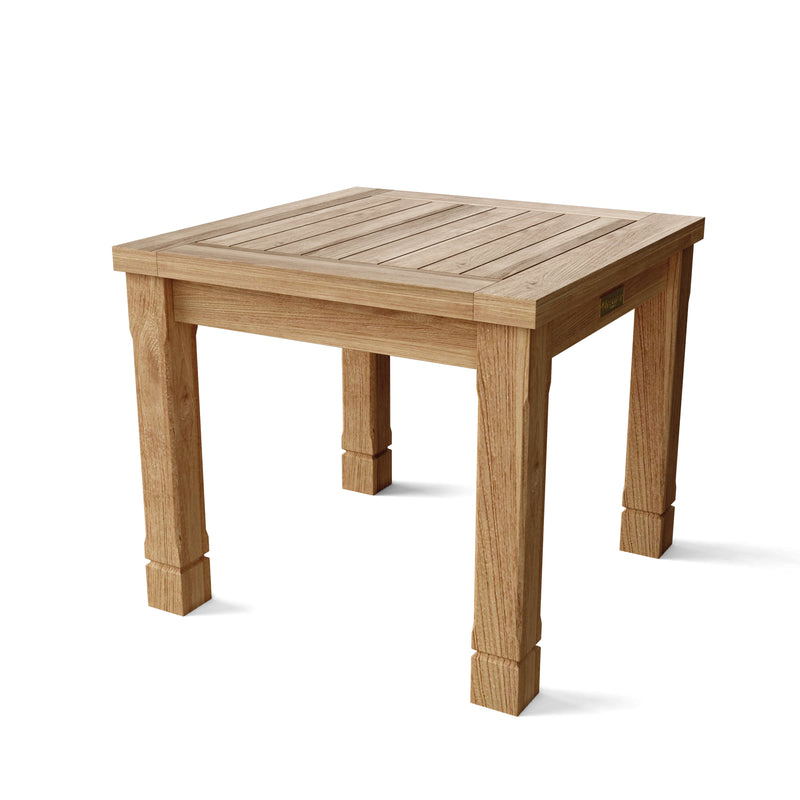Wooden square table on a white background