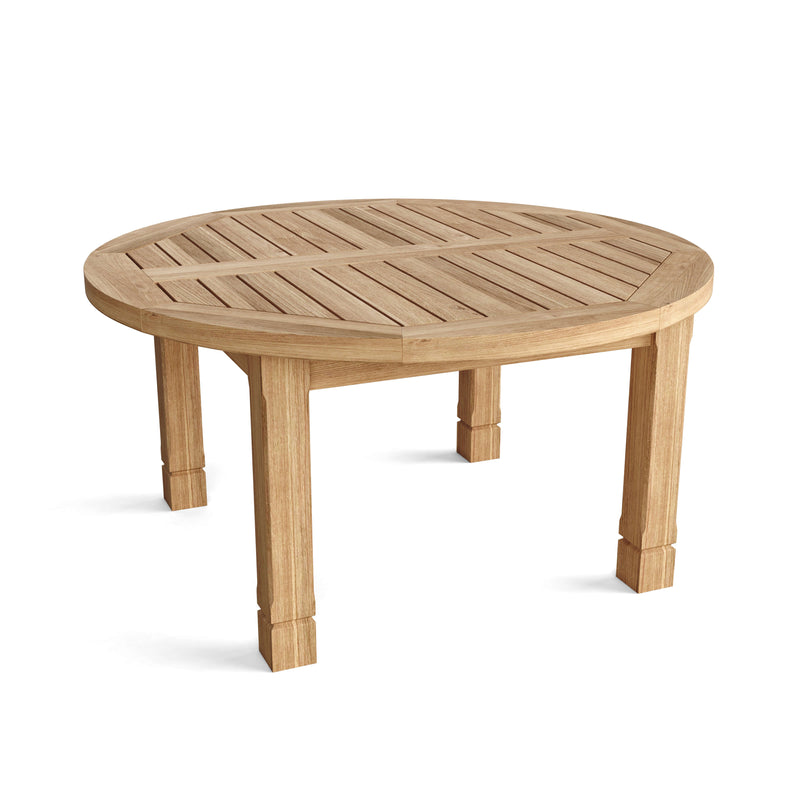 Wooden round table on a white background