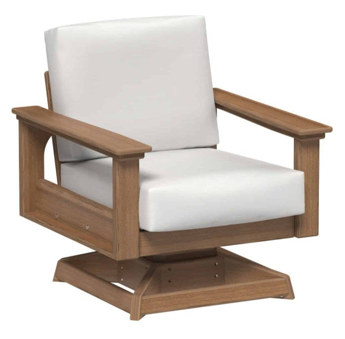Swivel chair with white cushions on a white background