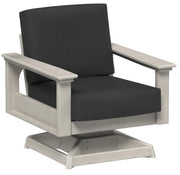 Gray armchair with black cushions on a white background