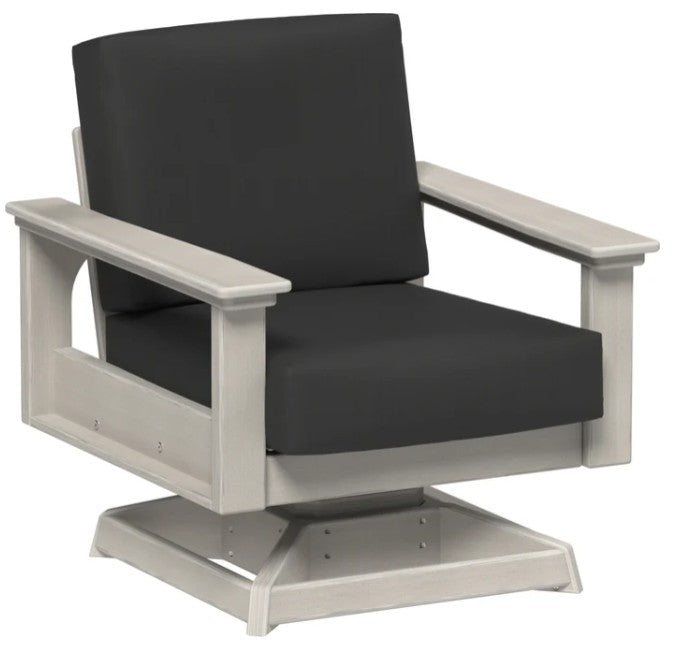 Gray armchair with black cushions on a white background