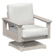 White swivel chair with light gray frame on a white background