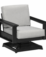Chair with gray cushion and black frame on a white background