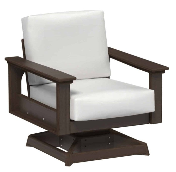 Swivel armchair with white cushions on a white background