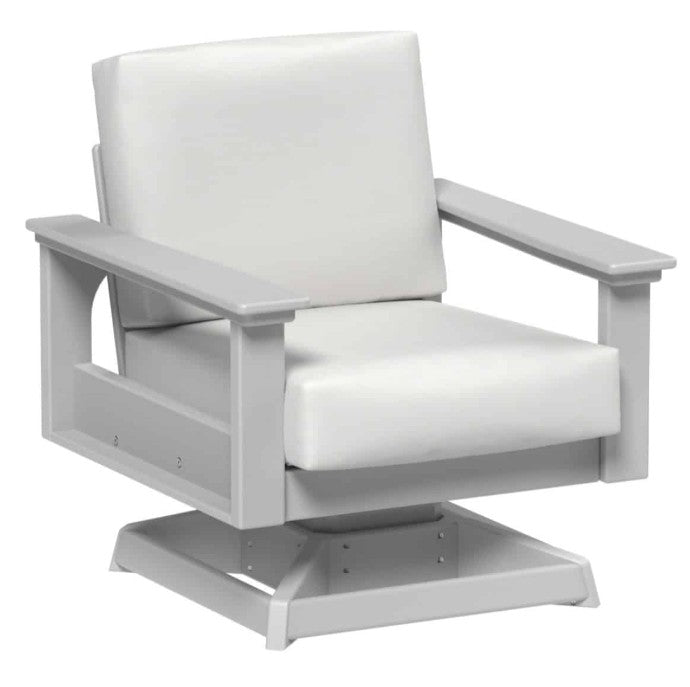 Gray chair with white cushion on a white background