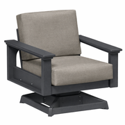 Chair with gray cushion and black frame on a white background