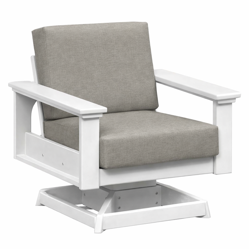 White chair with gray cushions on a white background