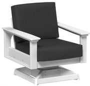White chair with black cushions on a white background