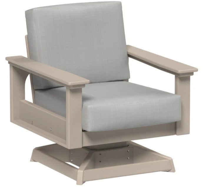 Beige and gray swivel chair on a white background