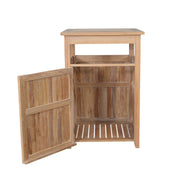 Wooden cabinet with open door on a white background