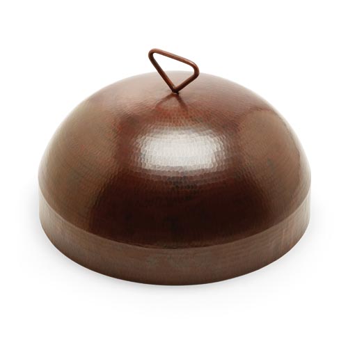 HPC hammered copper fire bowl cover on a white background.  