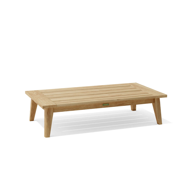 Toscana teak rectangular coffee table on a white background.  