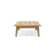 Toscana teak rectangular coffee table - side view - on a white background.  