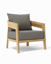 Toscana teak lounge chair with bliss smoke cushion on white background. 