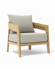 Toscana teak lounge chair with granite cushion on white background. 