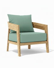 Toscana teak lounge chair with spa cushion on white background. 