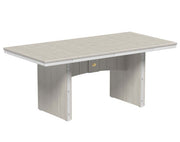 Birch table with a light gray finish on a white background