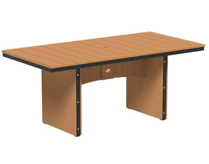 Brown table with black frame on a white background
