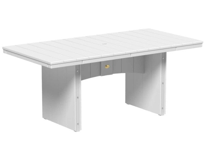 White desk with a visible brand logo on a white background