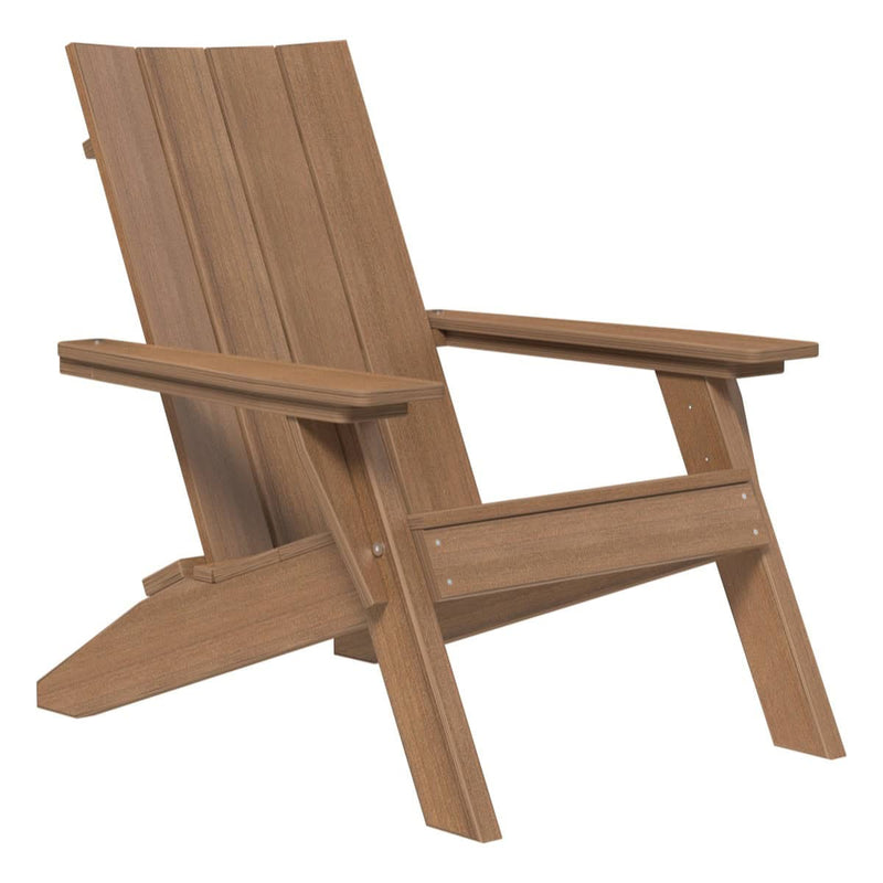 Antique mahogany Adirondack chair on white background.