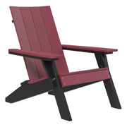Cherrywood and black Adirondack chair on a white background