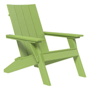 Lime green Adirondack chair on white background.  