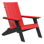 Red and black Adirondack chair on a white background