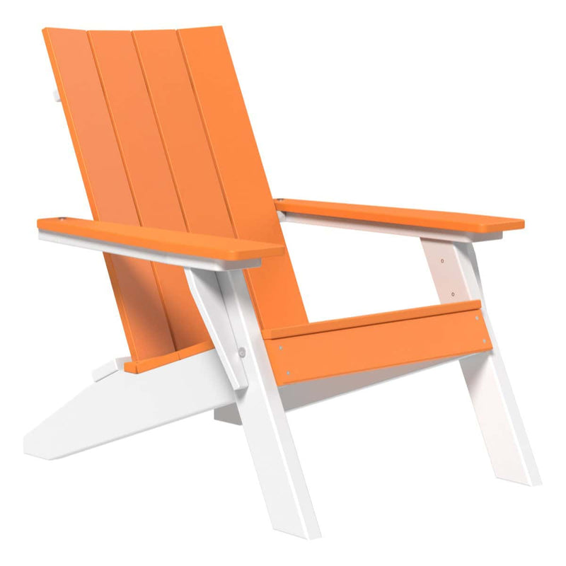 Tangerine and white Adirondack chair on a white background