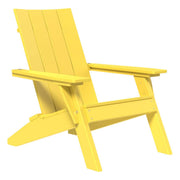 Yellow Adirondack chair on white background.